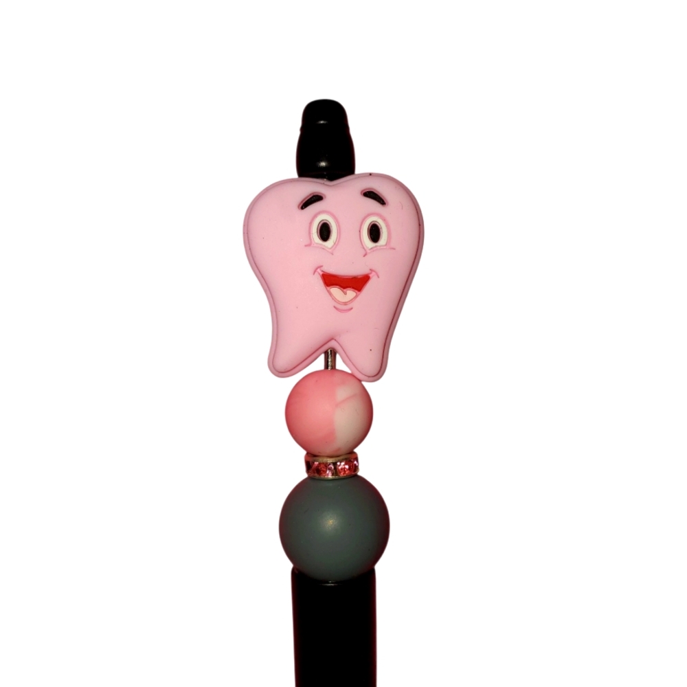 B2G1F Light Pink Tooth "Dentist Themed" Beaded Pen, New